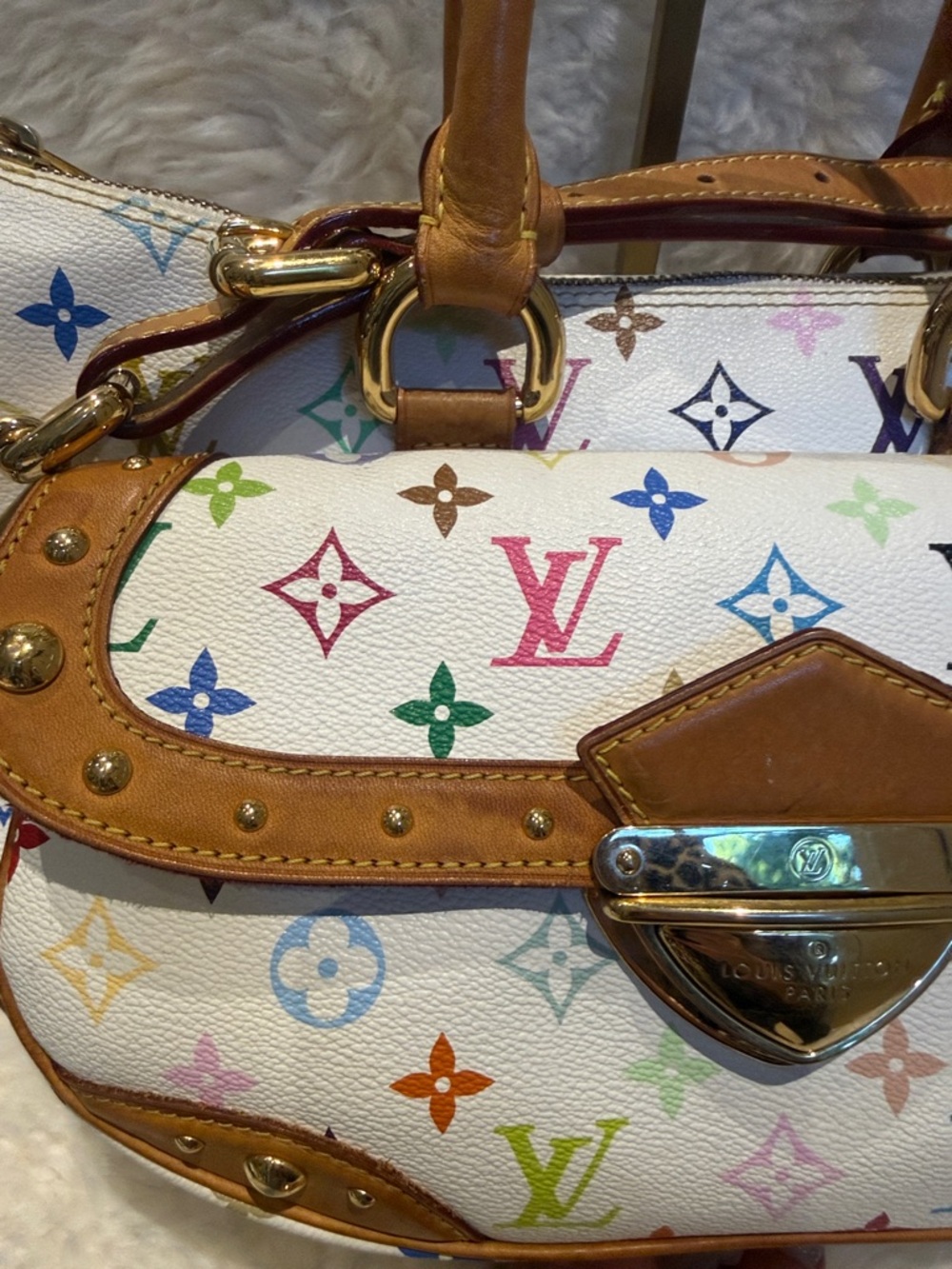 Louis Vuitton White Multicolor Murakami Monogram Rita - Picture 4 of 14
